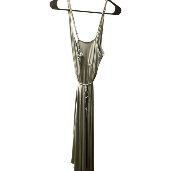 DISCOUNT SHIPPING! Twobirds Lily Pink Sleeveless Wrap Grecian Satin Bridesmaid - Picture 5 of 5